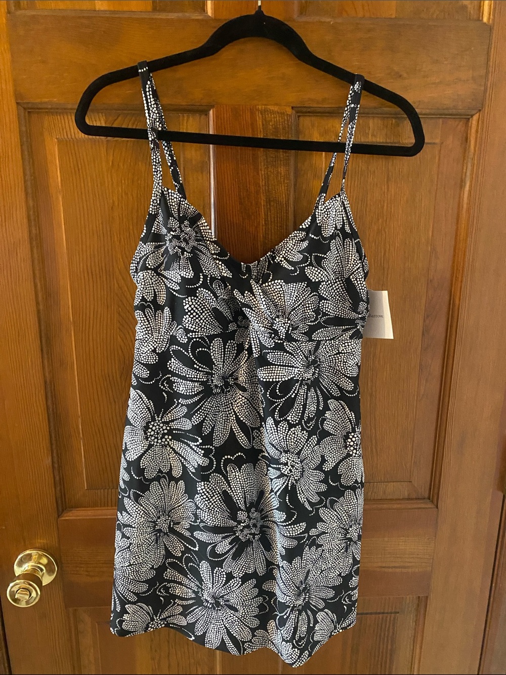 NWT size 12 black & white floral swim dress